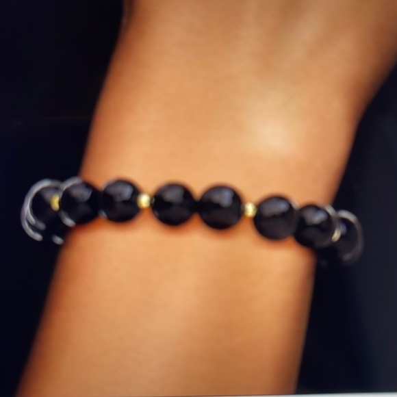 Jewelry - ❤️LAST CALL! ONYX & 14KT BRACELET, ONYX BEADS W/REAL GOLD BEADS & CLASP EUC